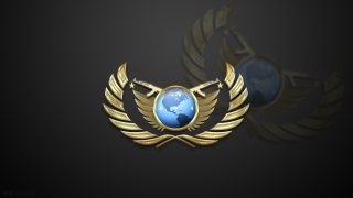 Gold emblem blue globe wings - high detail 4k free wallpaper