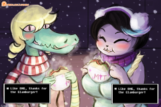 Cartoon girls dragon dog back - a candy cane free wallpaper