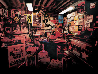 Records posters room floor music - funk art free wallpaper