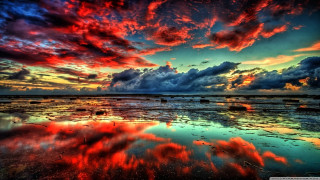 Colorful sky clouds reflection water - a colorful sky free wallpaper