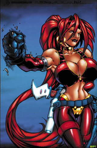 Woman red costume gun dice - eizan kikukawa free wallpaper for mobile