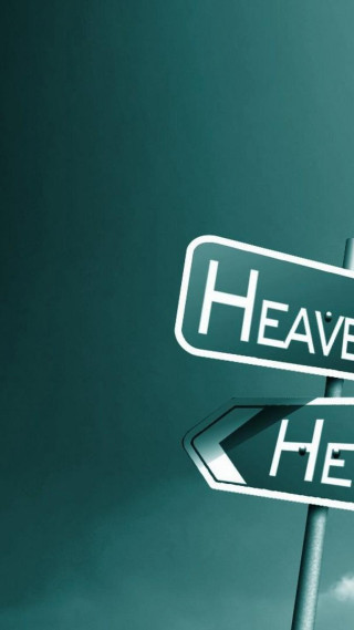 Heaven hell street sign cloudy - free sci-fi wallpaper for mobile