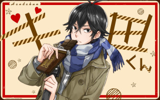 Man holding chocolate bar scarf - aguri uchida free wallpaper