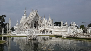 White building fountain sky clouds 2 - a fountain in front free wallpaper