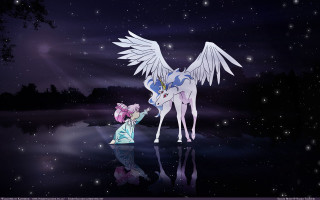 Little girl touching unicorn star - a little girl free wallpaper