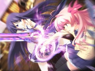 Anime girls pink hair sword 2 - pink hair holding free wallpaper