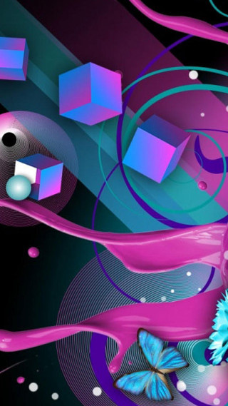 Colorful abstract background butterfly flower - surreal design free wallpaper for mobile