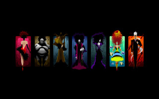 Animated characters row black background - animated character free wallpaper