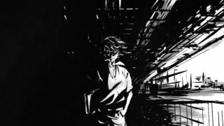 Black white drawing person walking - eddie campbell free wallpaper