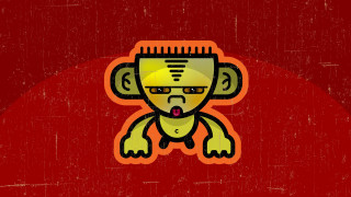 Monkey comb mouth red background - alex petruk ape free wallpaper