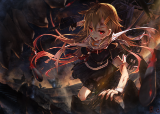 Girl long hair sword in 3 - gapmoe yandere grimdark free wallpaper for desktop