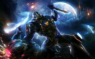 Robot hammer lightning bolt hand - league of legends free wallpaper