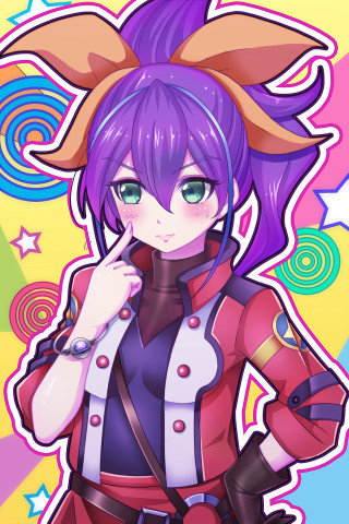 Cartoon character purple hair red - swirl free wallpaper for mobile
