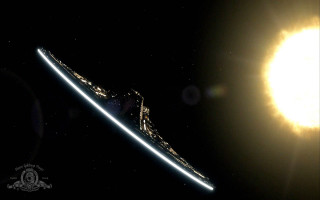 Large object dark sky bright - a bright sun in the background free wallpaper