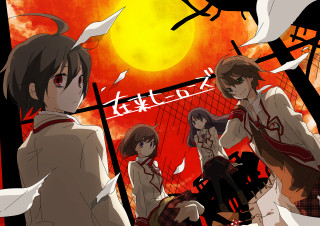 Anime characters sunset bird flying - a sunset free wallpaper for desktop