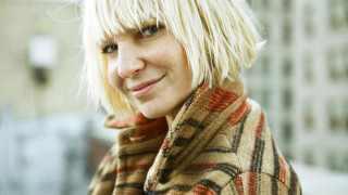 Blonde woman plaid coat smiling - visual art free wallpaper for desktop