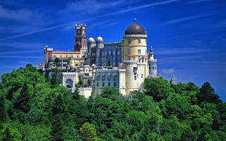 Castle hill trees blue sky 3 - a blue sky above free wallpaper