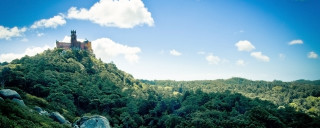 Castle hill trees rocks foreground - behance hd free wallpaper