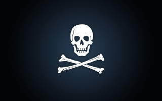 Skull crossbones dark background white - symbol free wallpaper