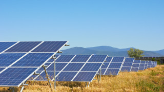 Solar panels mountains blue sky - the background in the distance free wallpaper