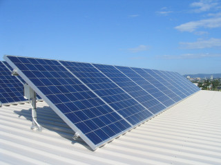 Solar panel rooftop blue sky - solar free wallpaper