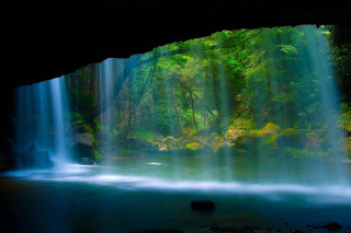 Waterfall forest cave entrance stream - the middle of a forest free wallpaper for desktop