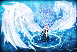 Angel blue ice wings fantasy - white wing free wallpaper