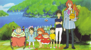 People lake cat dog leash - ghibli free wallpaper