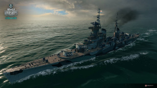 Battleship floating water cloudy sky 4 - water under a cloudy sky free wallpaper