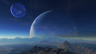 Blue planet mountain range night - a blue planet free wallpaper
