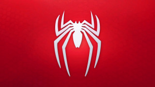 Spider logo red background white - back side free wallpaper for desktop