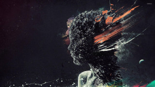 Woman black hair red green - carne griffiths free wallpaper