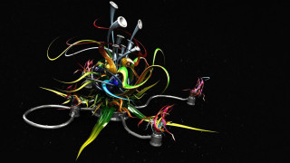 Scissors streamers colorful black background - a pile free wallpaper