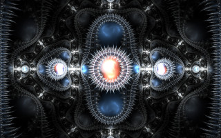 Starburst red blue white circles - mandelbrot fractal free wallpaper