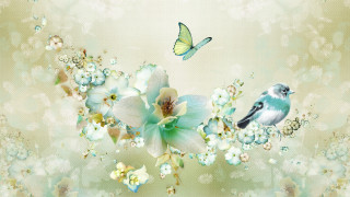 Blue bird flower bouquet butterfly - a blue bird free wallpaper