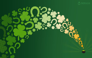 Green background shamrocks question marks - charles mcauley free wallpaper