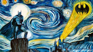 Batman bat starry night yellow - a yellow light in the middle free wallpaper