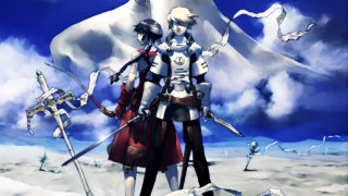 Two people snow swords mountain - akihiko yoshida free wallpaper
