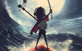 Cartoon character fishing ocean fullmoon - a cartoon character holding free wallpaper for desktop