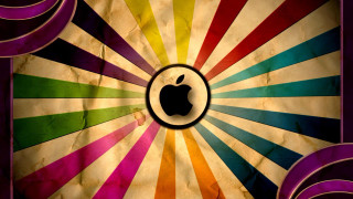 Colorful apple logo striped sunburst - a colorful apple logo free wallpaper