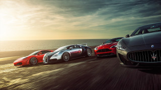 Exotic sports cars ocean sunset - the horizon free wallpaper