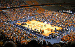 Basketball court crowd arena orange - a basketball court free wallpaper