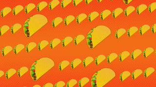 Tacos sandwich orange background green - blunt border free wallpaper