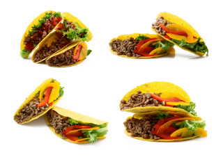 Tacos different toppings white background - chica macnab free wallpaper