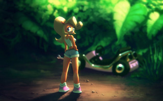 Cartoon girl motorcycle forest green - a green motorcycle free wallpaper for desktop