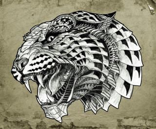 Tiger large head snake back - dragon art free wallpaper