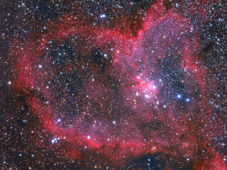 Heart shaped star field red - space free wallpaper for desktop