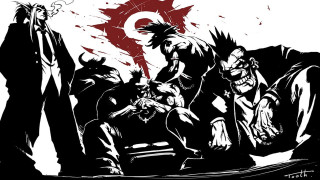 Black white drawing group people - a demon free wallpaper