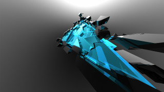 Large blue object glowing eyes - deconstructivism free wallpaper