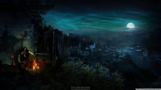 Woman fire moon city night - a dark city free wallpaper